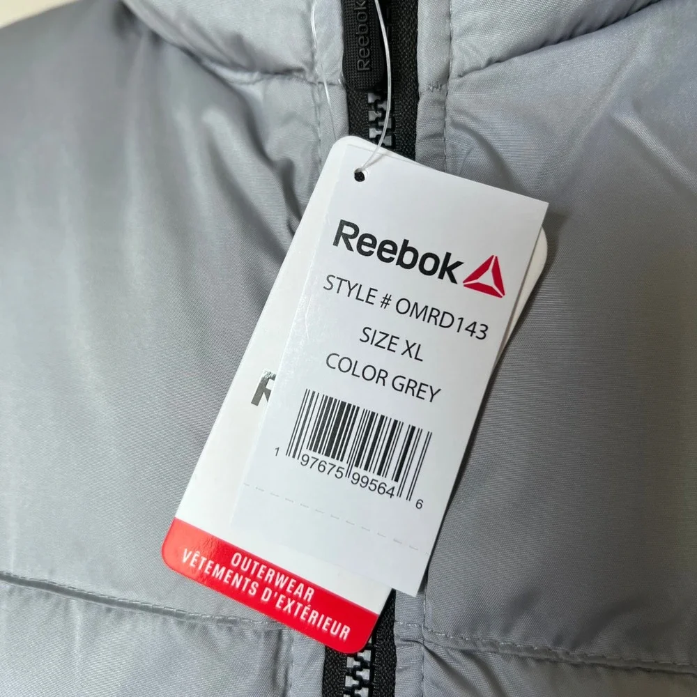 Reebok Puffer Vest Lightweight Full Zip Outerwear Grey Men's Plus XL OMRD143 NEW